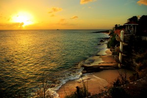 View of the sea as seen from Rainbow Beach, the complex where we lived while in St. Martin