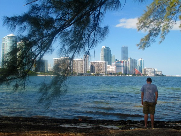 A view of downtown Miami from one of the islands