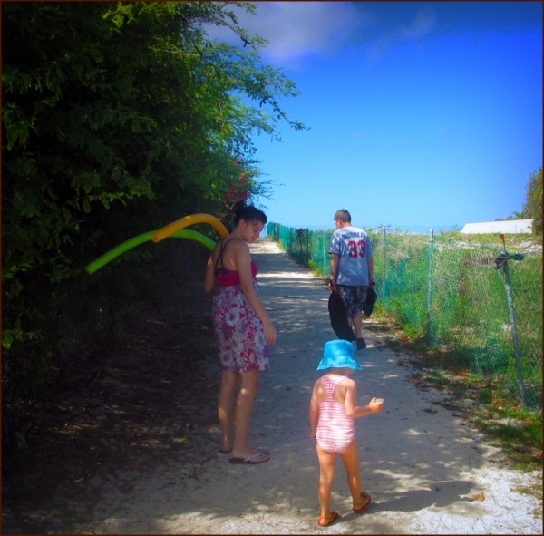 Walking to Baie Long on the morning just before Andi, Tanner and I flew back to the U.S.  Tanner and I would stay, Andi was just going back briefly for more tests.  The battery on the camera died just after taking this pic, so no beach photos.