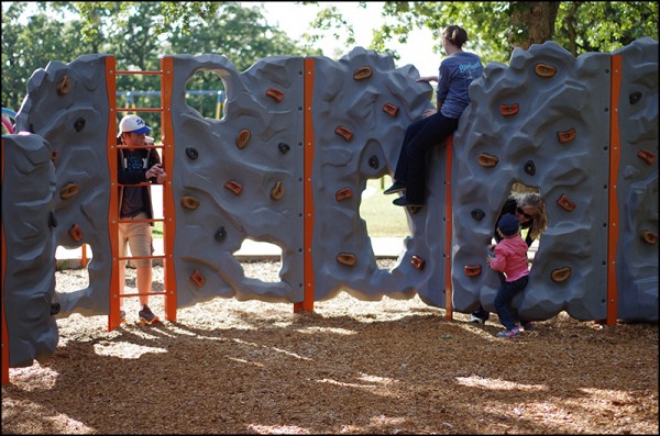 The climbing wall at Riverside Park