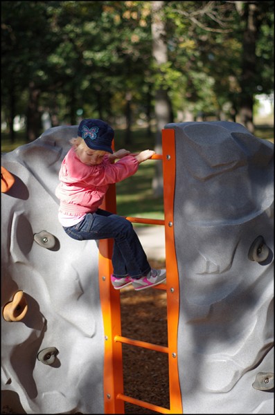 The climbing wall at Riverside Park