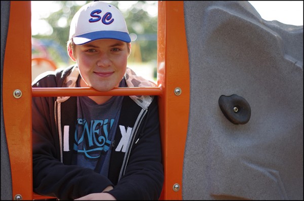 Tanner - The climbing wall at Riverside Park